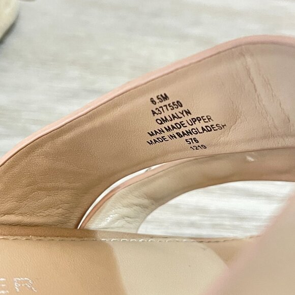 Marc Fisher 6.5 Jalyn Sandals Nude Silver Studs Espadrille Platform Wedge Slides - Picture 13 of 13